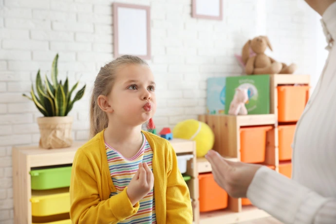 Child attempting to improve speech 